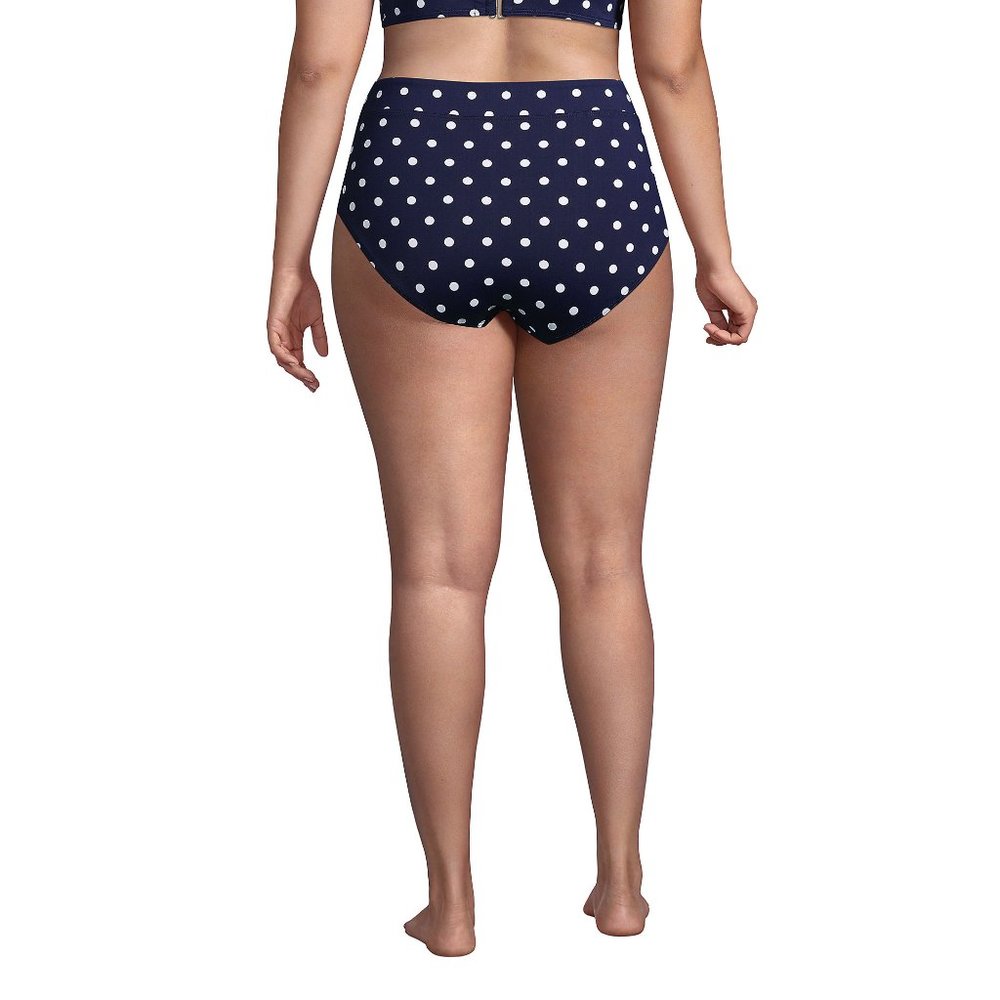 size 18 Women's High Waisted Bikini Tankini Bottoms deep sea navy polka dot - Picture 5 of 12